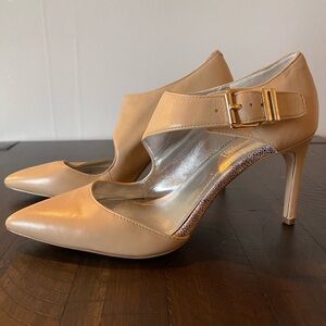 BCBGeneration Tan Stiletto Heels with Cut-Out Design
